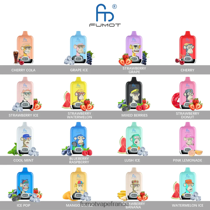 Fumot Digital Box Vape Pod jetable 12000 - 20 ml (1 pièce) glace énergétique rouge - Fumot vape prix 00BH4J145