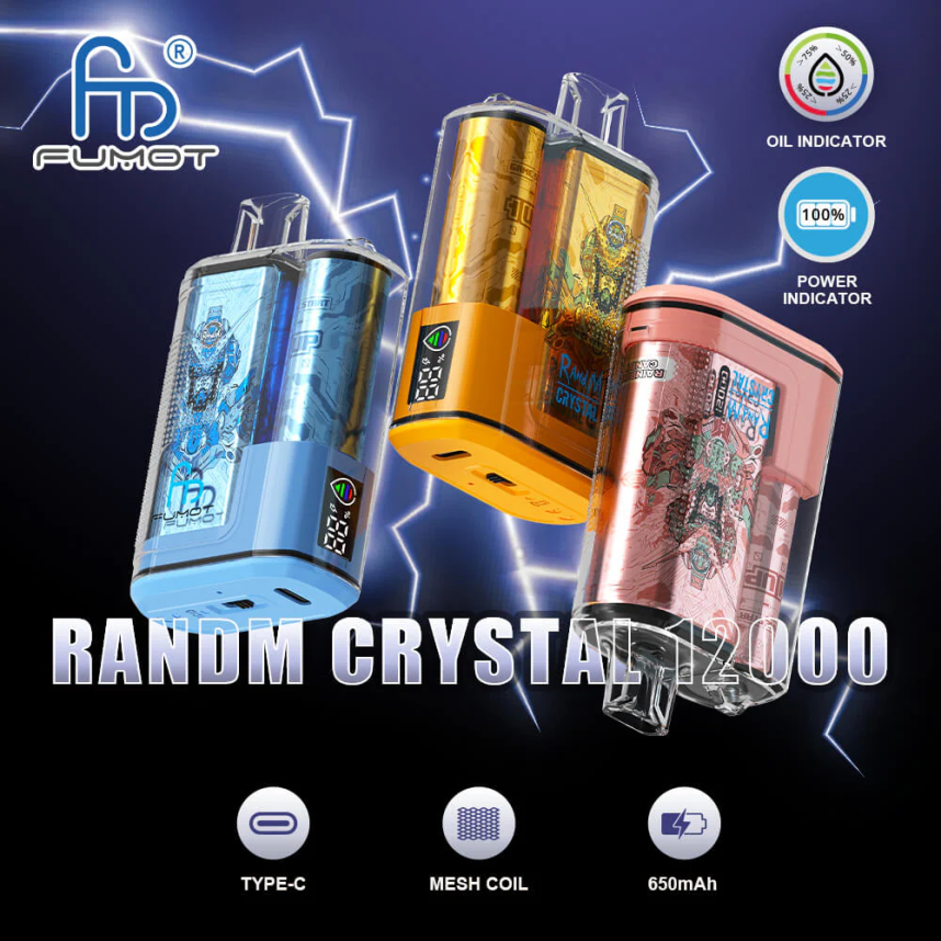 Fumot Crystal 1 pièce - 12000 boîtes de vape jetables 20 ml kiwi fruit de la passion goyave - Fumot cigarette electronique 00BH4J269