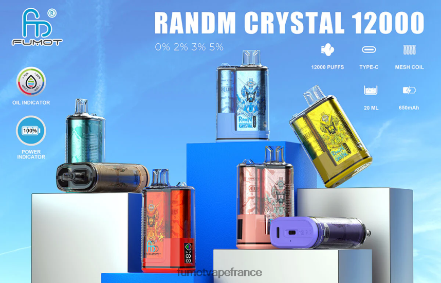 Fumot Crystal Boîte de vape jetable de 20 ml 12000 (1 pièce) glace à la fraise - Fumot vape flavors 00BH4J280