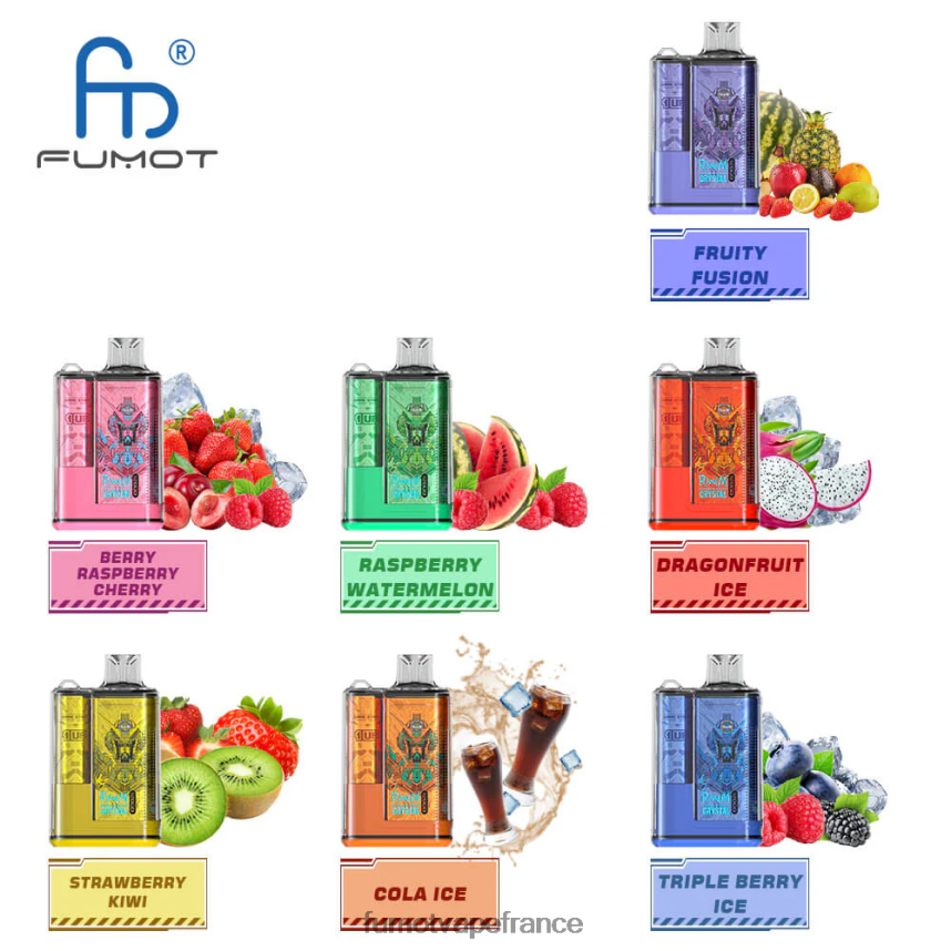 Fumot Crystal Boîte de vape jetable de 20 ml 12000 (1 pièce) pastèque framboise - Fumot vape France 00BH4J277