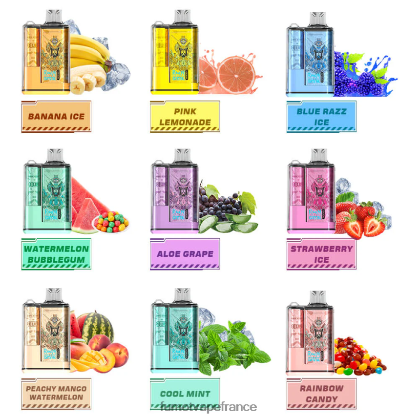 Fumot Crystal Boîte de vape jetable de 20 ml 12000 (1 pièce) pastèque framboise - Fumot vape France 00BH4J277
