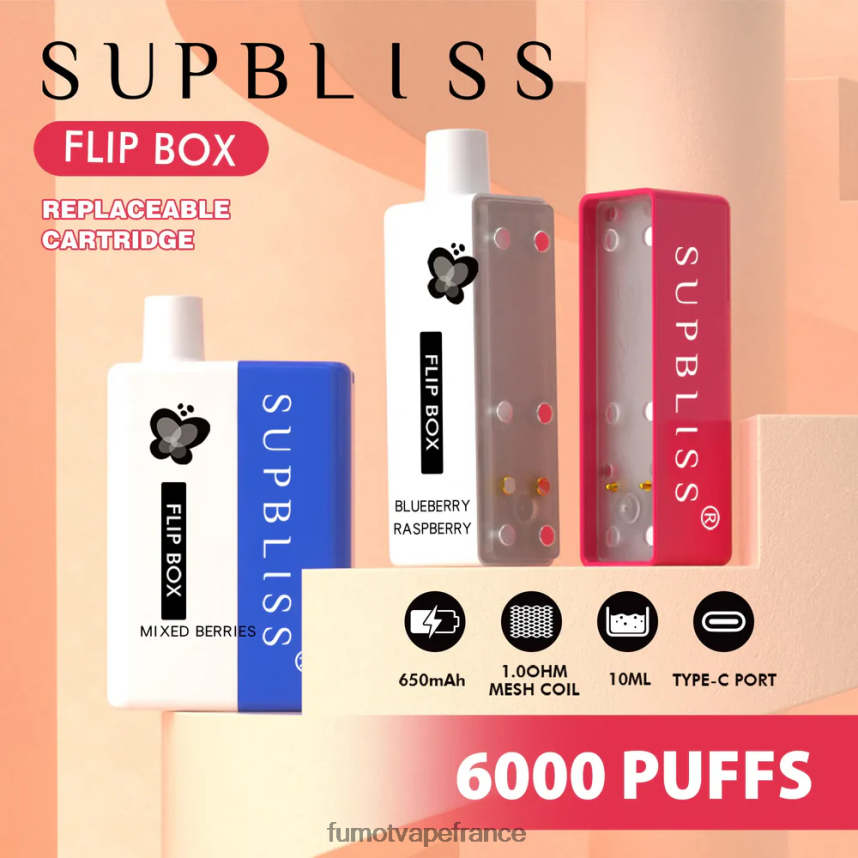 Fumot Supbliss Flip kit vape remplaçable box 6000 - 10ml (1 pièce) Baies mélangées - Fumot cigarette electronique 00BH4J339
