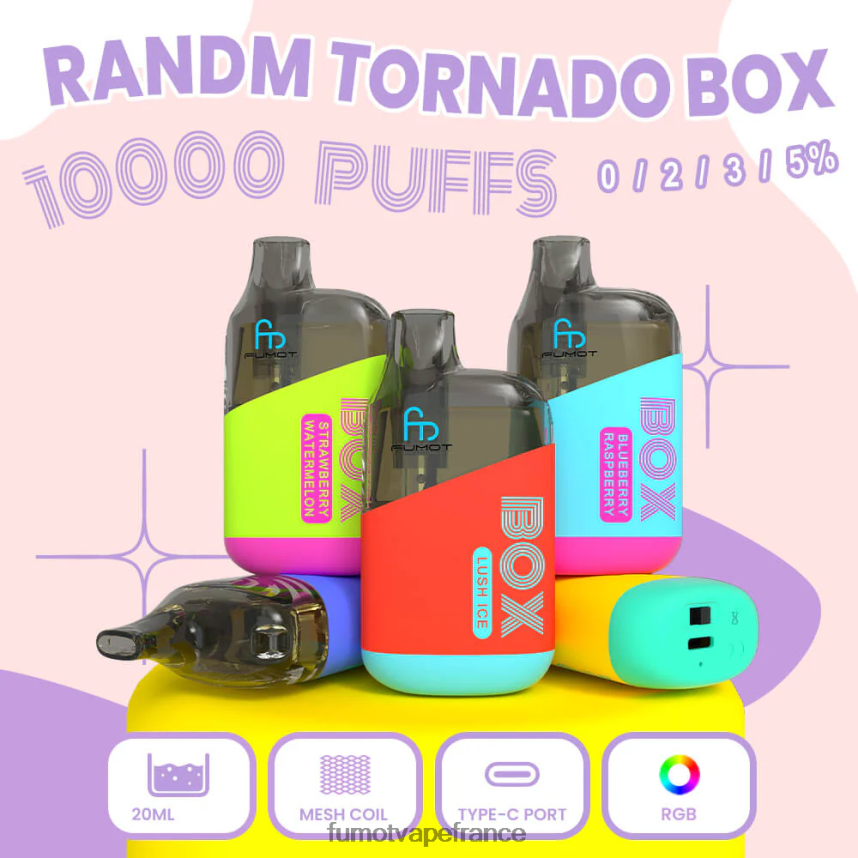 Fumot Tornado Boîte de 10000 vape pods jetables - 20 ml (1 pièce) bingo, coup de cœur - Fumot vape avis 00BH4J363
