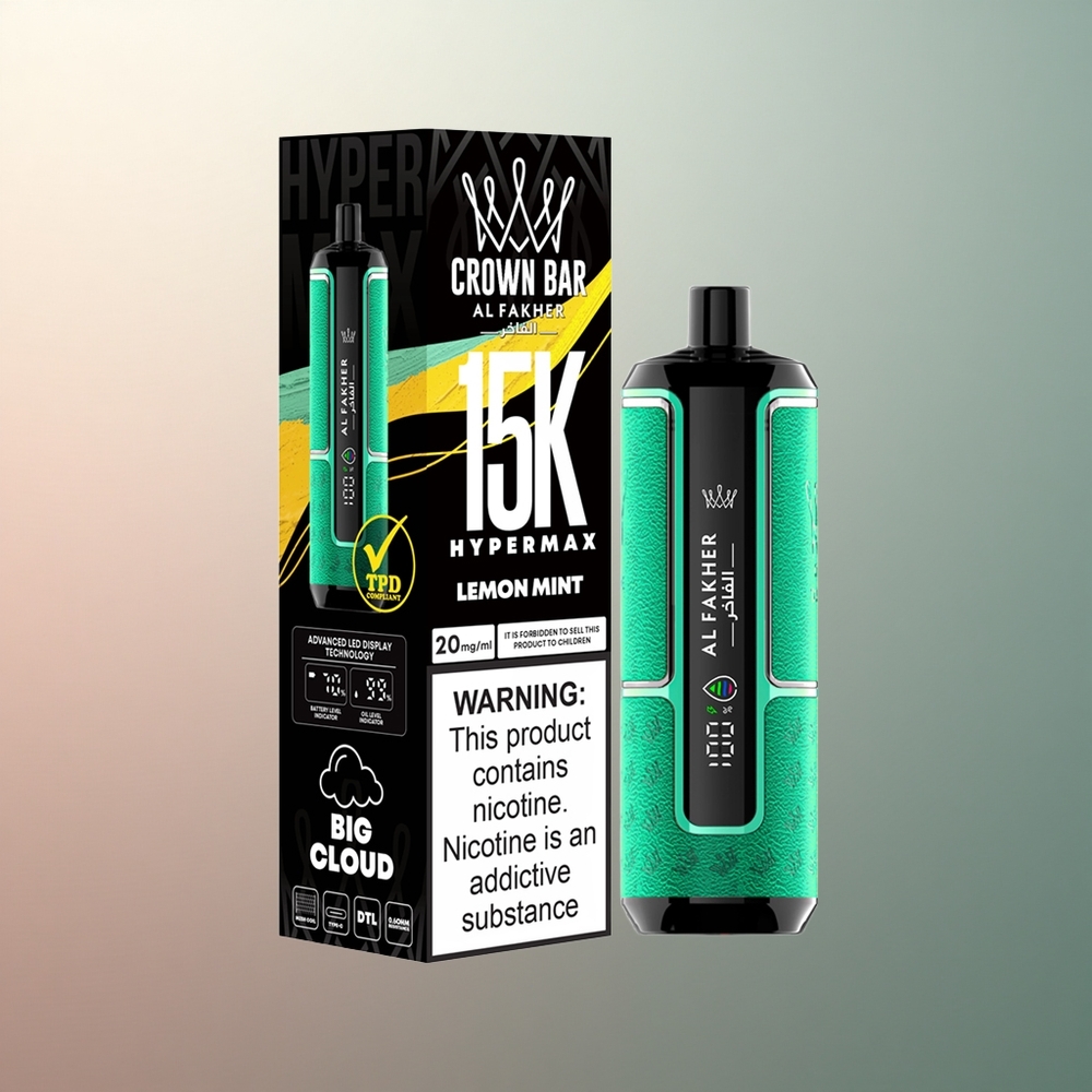 Al Fakher Crown Bar 15K Hypermax Citron Menthe 600mAh 22ml 6mg/ml