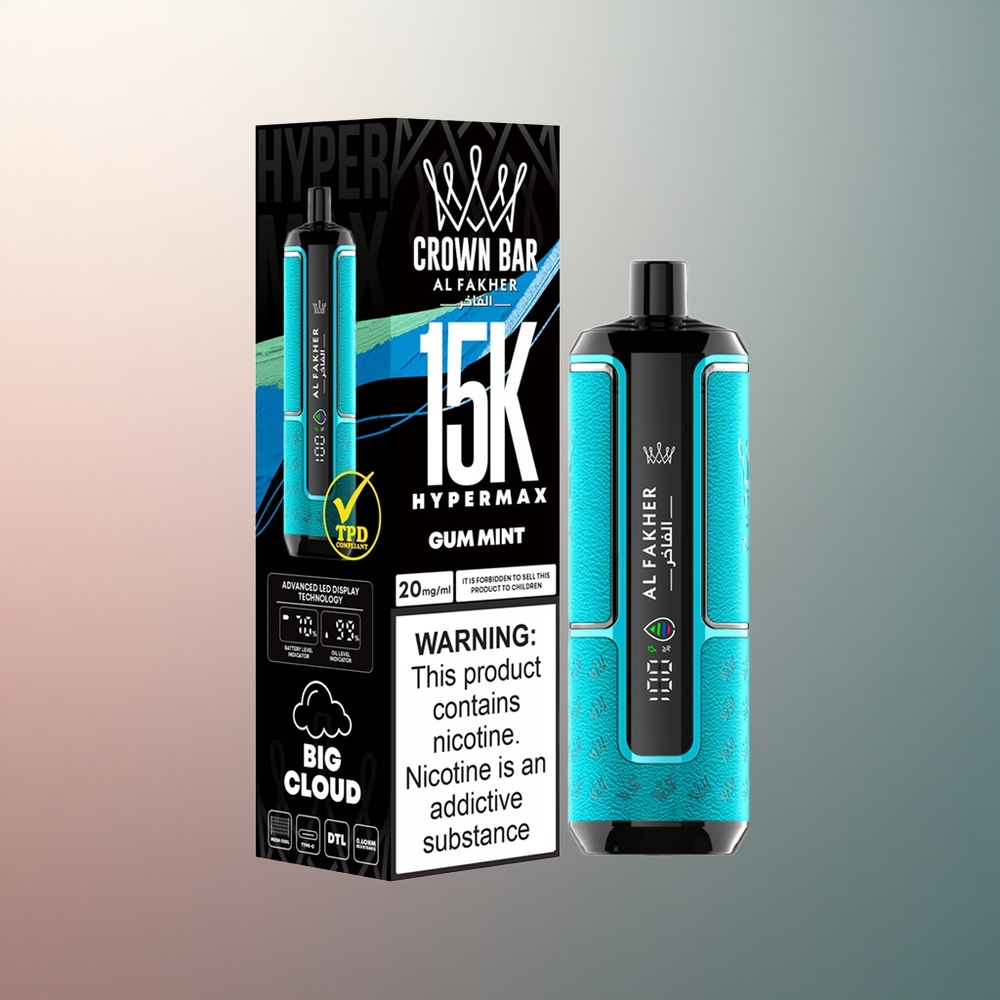Al Fakher Crown Bar 15K Hypermax Menthe Gencive avec 6mg/ml de nicotine et batterie 600mAh