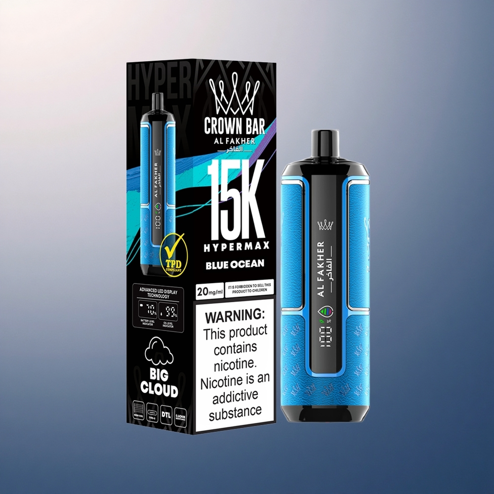 Al Fakher Crown Bar 15K Hypermax Océan Bleu 22ml 600mAh Nicotine 6mg/ml
