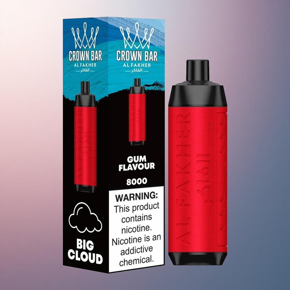 Al Fakher Crown Bar 8000 Crystal Al Fakher Barre Cristal 600mAh 18ml Arôme Gomme Nicotine 5mg