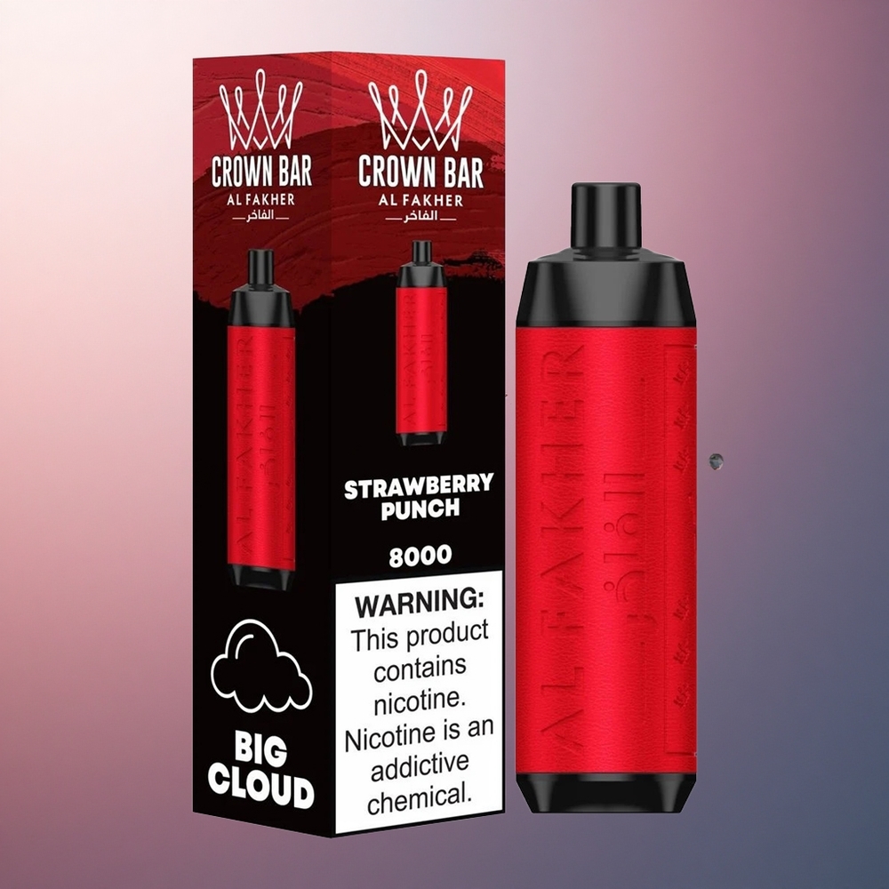 Al Fakher Crown Bar 8000 Crystal Frappe à la Fraise 600mAh 5mg Nicotine 0.6 ohm