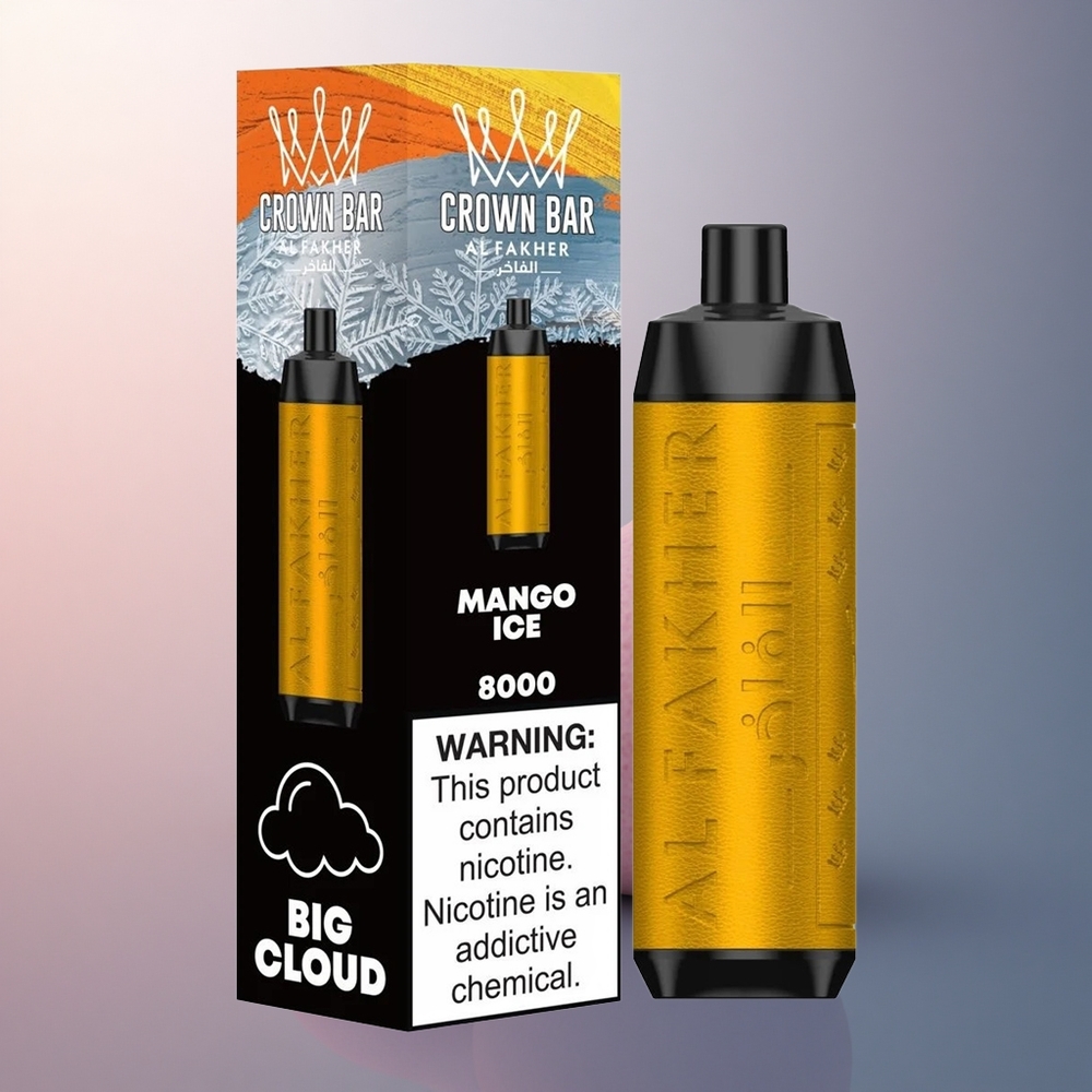 Al Fakher Crown Bar 8000 Crystal Glace à la Mangue avec 5mg de Nicotine et 600mAh