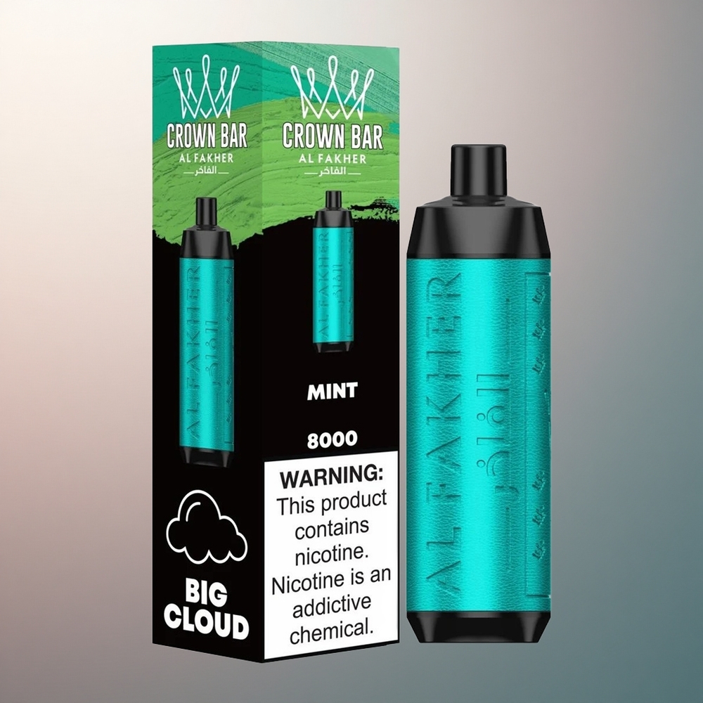 Al Fakher Crown Bar 8000 Crystal Vape Jetable Menthe Cristal avec 5mg de Nicotine et 600mAh