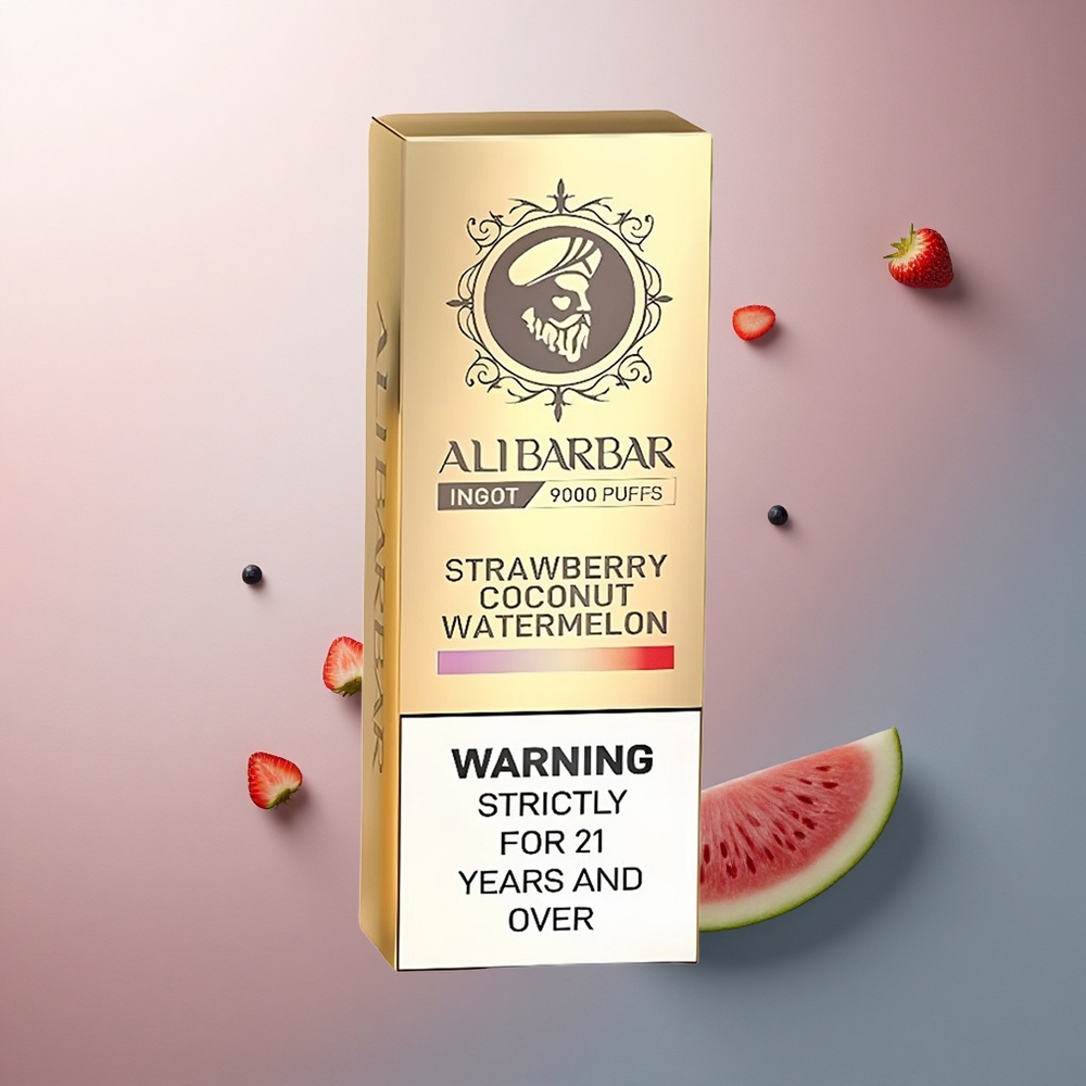Alibarbar Ingot 9000 Puffs Fraise Noix de Coco Pastèque 2350mAh LED