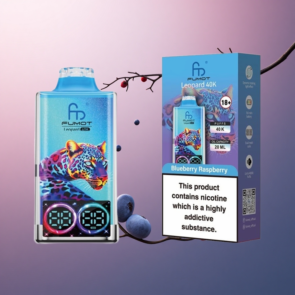 Fumot Leopard 40K Puffs Framboise Myrtille 5% Nicotine 700mAh Dual Mesh