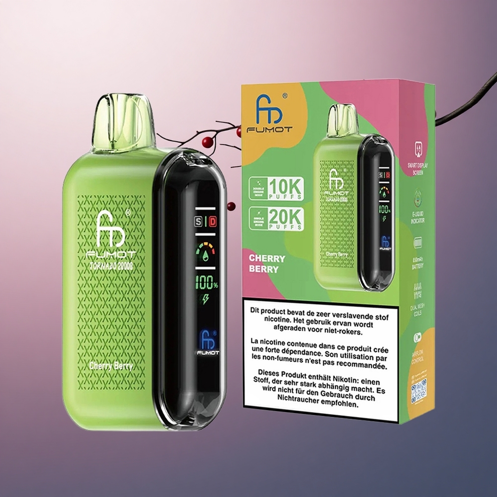 Fumot Tornado 20000 Puffs Baie Cerise Double Mesh 20ml 850mAh