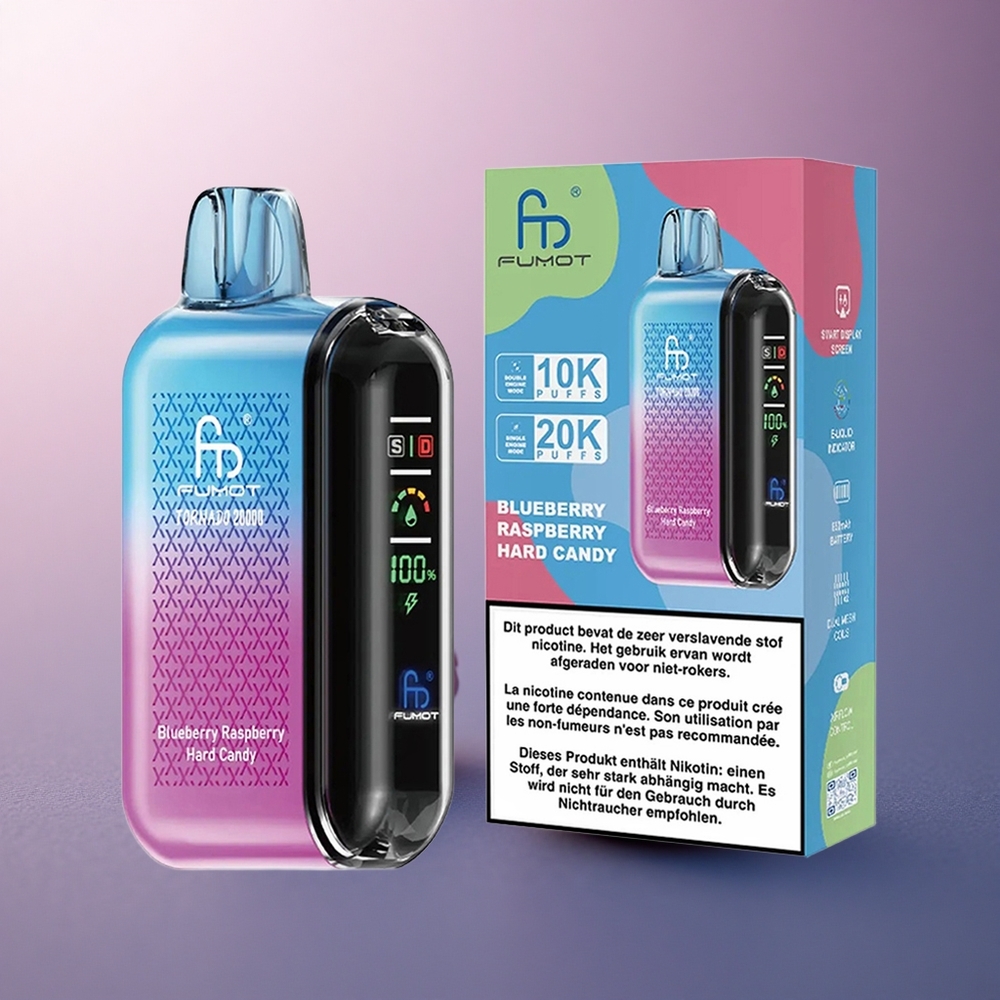 Fumot Tornado 20000 Puffs Bonbon Dur Myrtille Framboise avec 2% Nicotine et 850mAh
