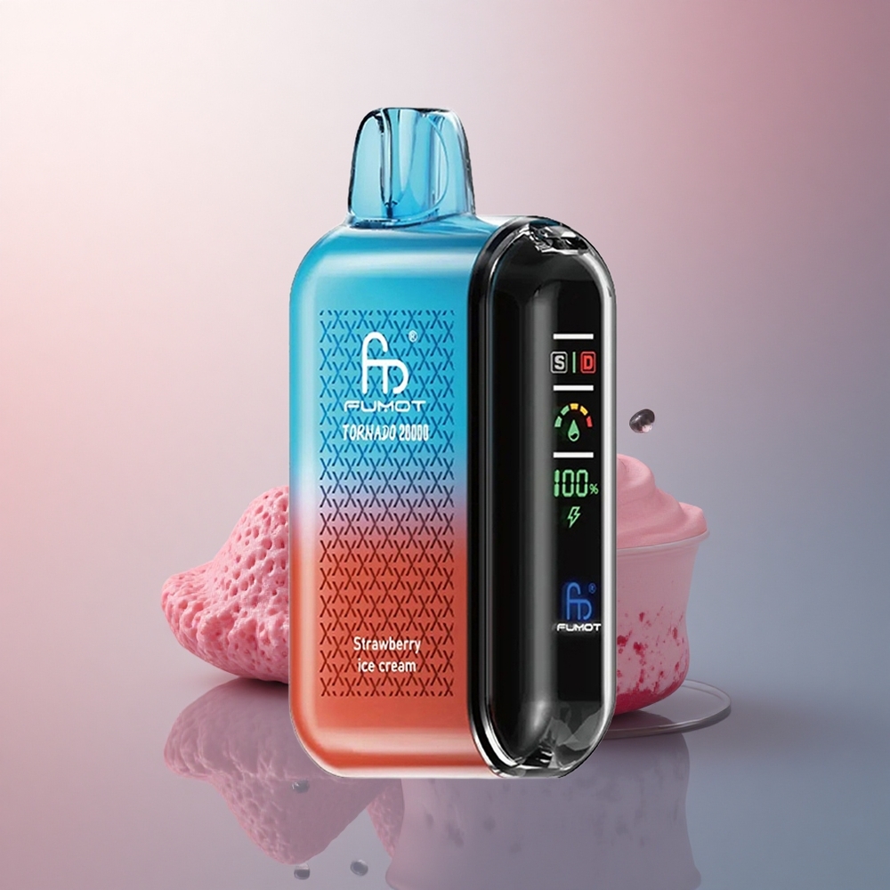 Fumot Tornado 20000 Puffs Crème Glacée à la Fraise avec Double Mesh et 850mAh