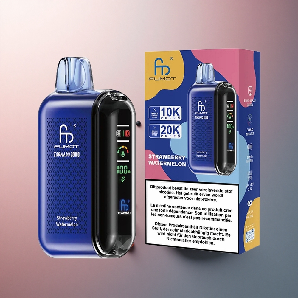 Fumot Tornado 20000 Puffs Fraise Pastèque Dual Mesh 20ml 850mAh 2% Nicotine