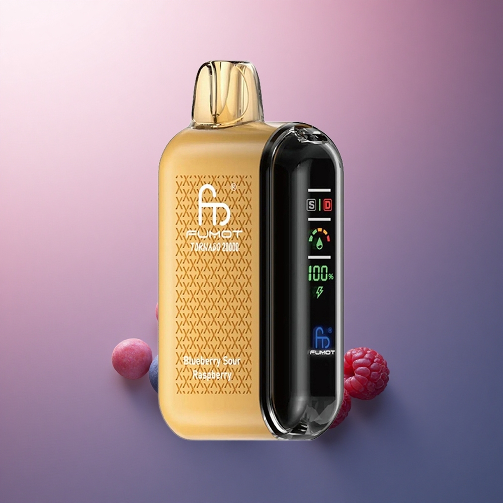 Fumot Tornado 20000 Puffs Framboise Acidulée Myrtille à Double Mesh 850mAh 2% Nicotine