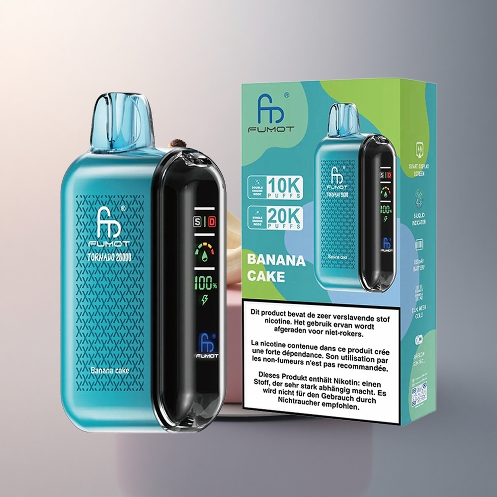 Fumot Tornado 20000 Puffs Gâteau à la Banane 20ml 850mAh 2% Nicotine