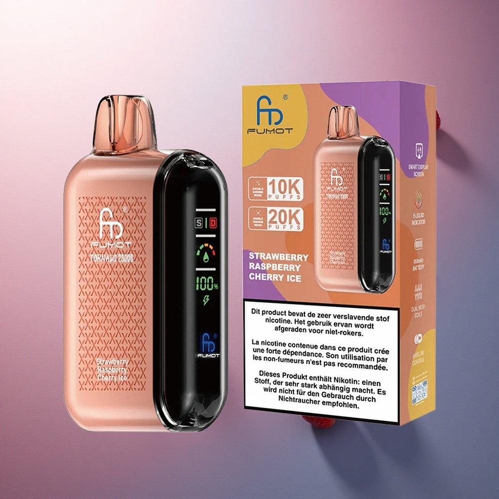 Fumot Tornado 20000 Puffs Glace Fraise Framboise Cerise avec 2% de Nicotine et 850mAh