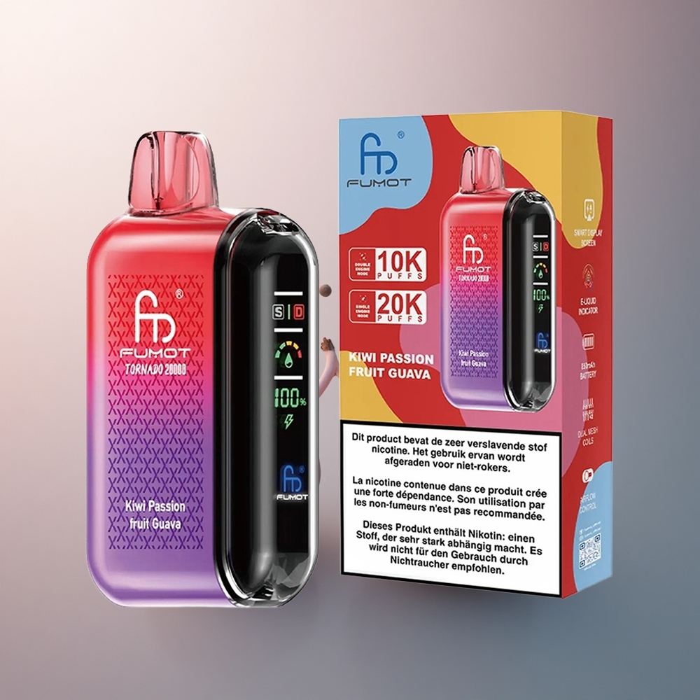 Fumot Tornado 20000 Puffs Kiwi Fruit de la Passion Goyave Dual Mesh 850mAh