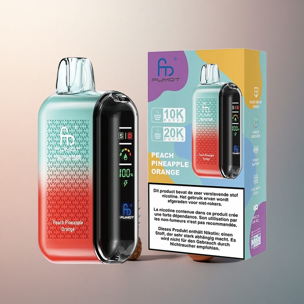 Fumot Tornado 20000 Puffs Pêche Ananas Orange avec 850mAh et 2% Nicotine