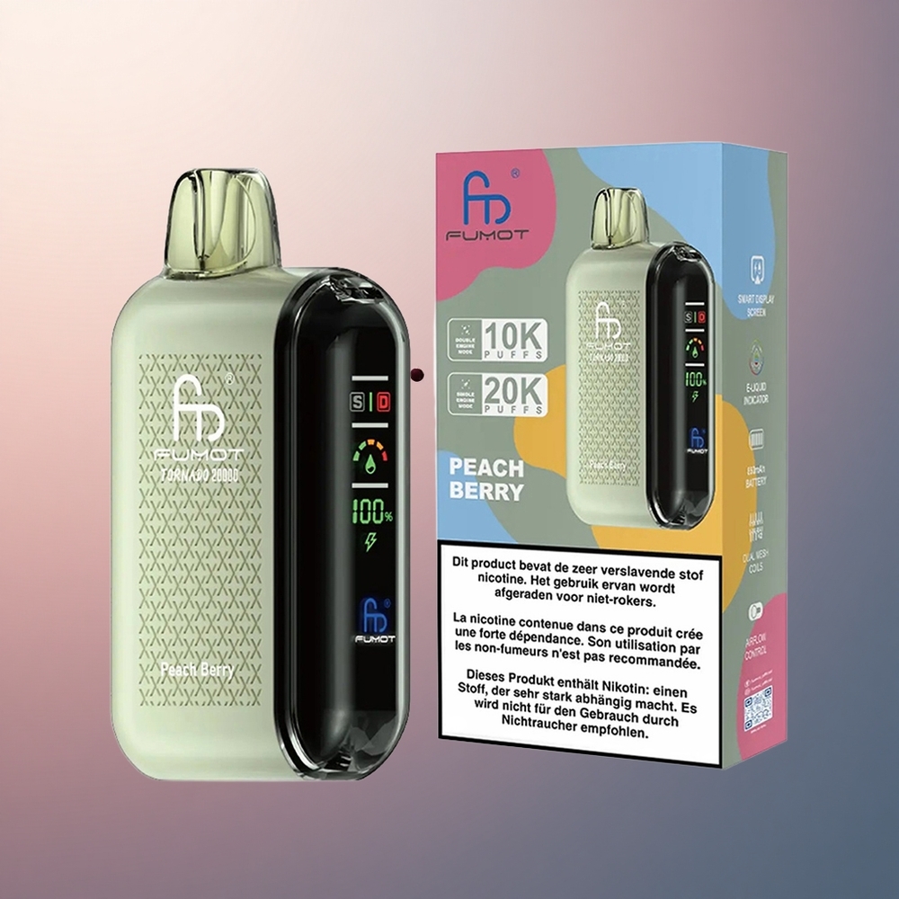 Fumot Tornado 20000 Puffs Pêche Baie Dual Mesh Coil 850mAh