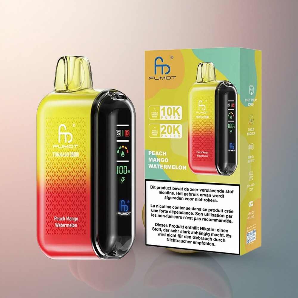 Fumot Tornado 20000 Puffs Pêche Mangue Pastèque Dual Mesh 850mAh