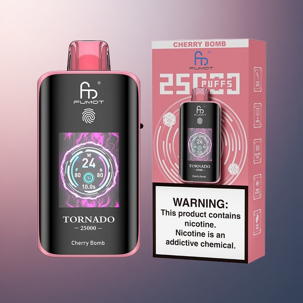 Fumot Tornado 25000 Puffs Bombe Cerise Écran HD 700mAh 20ml Nicotine
