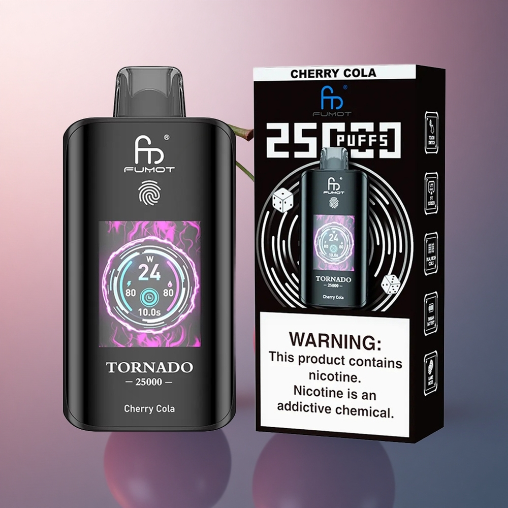 Fumot Tornado 25000 Puffs Cerise Cola Écran HD 700mAh 5% Nicotine