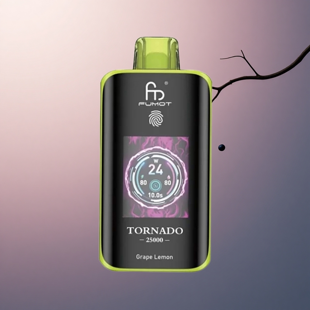 Fumot Tornado 25000 Puffs Citron Raisin Écran HD 700mAh 5% Nicotine