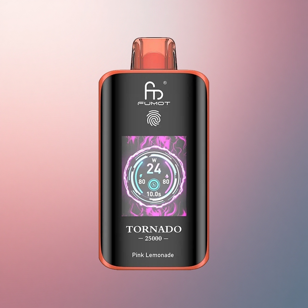 Fumot Tornado 25000 Puffs Citronnade Rose Écran HD 700mAh 20ml Nicotine