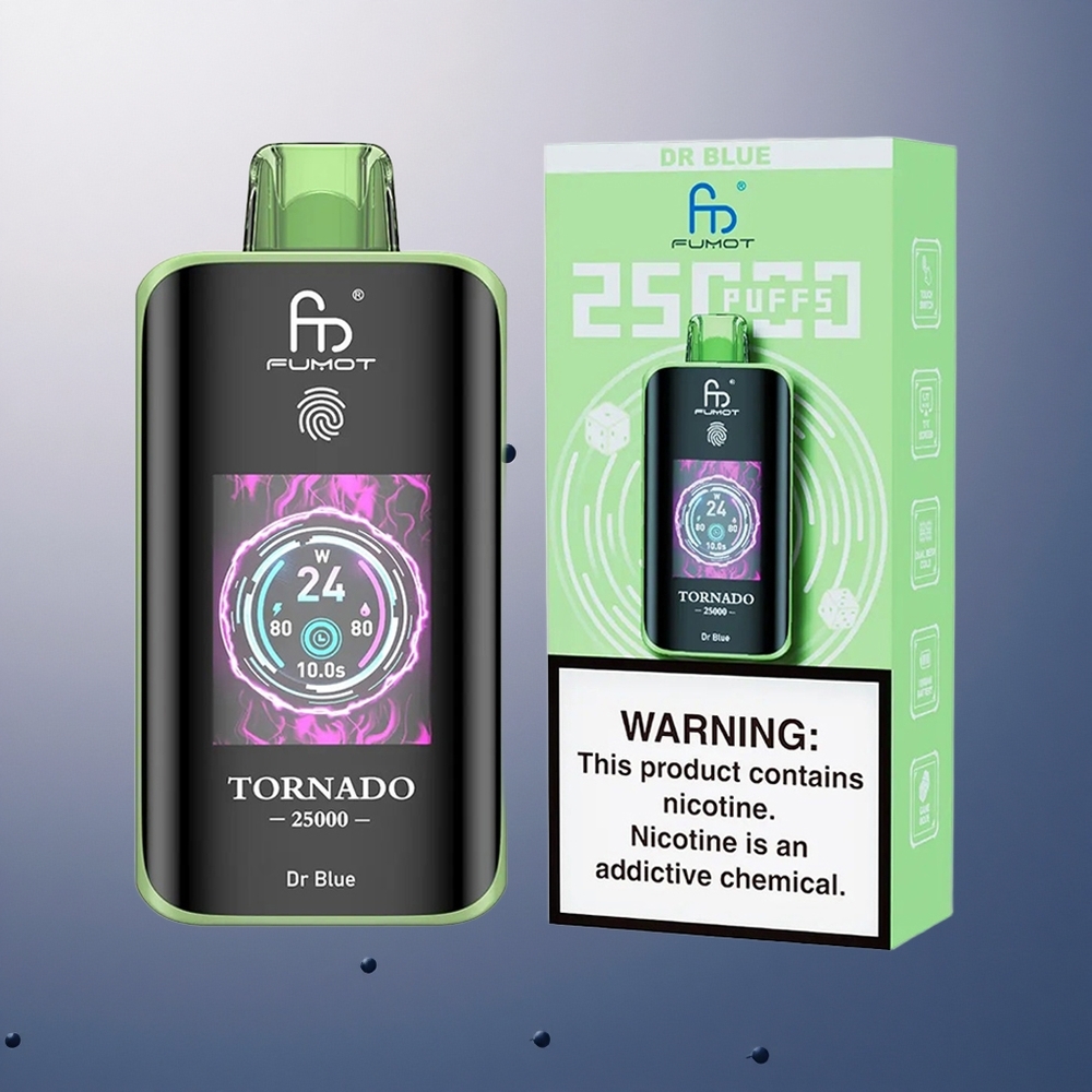 Fumot Tornado 25000 Puffs Dr Bleu Écran HD 700mAh 20ml Nicotine