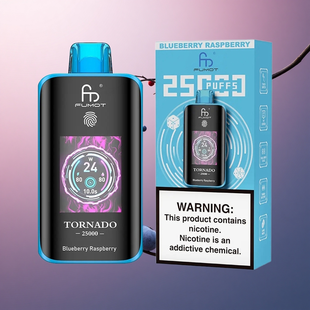 Fumot Tornado 25000 Puffs Framboise Myrtille Écran HD 700mAh