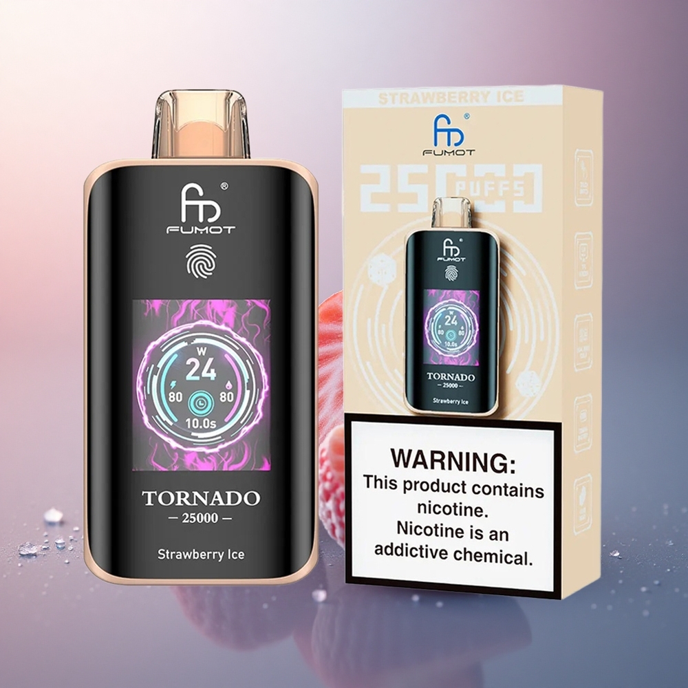 Fumot Tornado 25000 Puffs Glace à la Fraise avec Écran HD et Batterie 700mAh