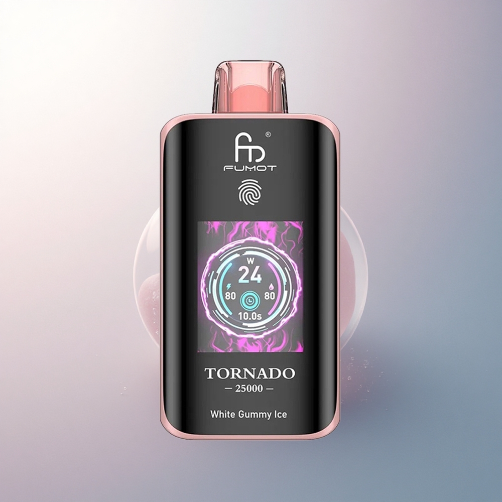 Fumot Tornado 25000 Puffs Gomme Blanche Glacée avec Écran HD et Batterie 700mAh