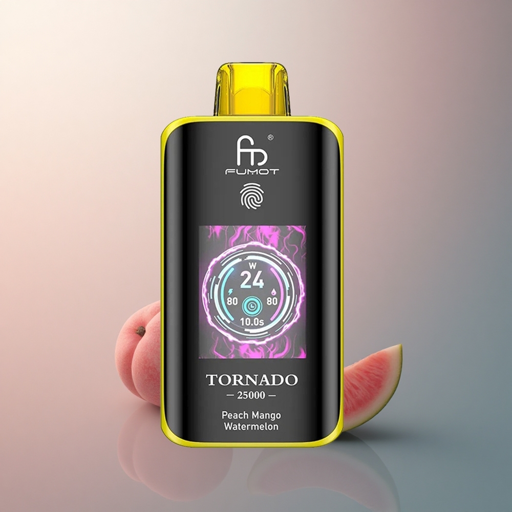 Fumot Tornado 25000 Puffs Pêche Mangue Pastèque Écran HD 700mAh Nicotine 0/2%/3%/5%