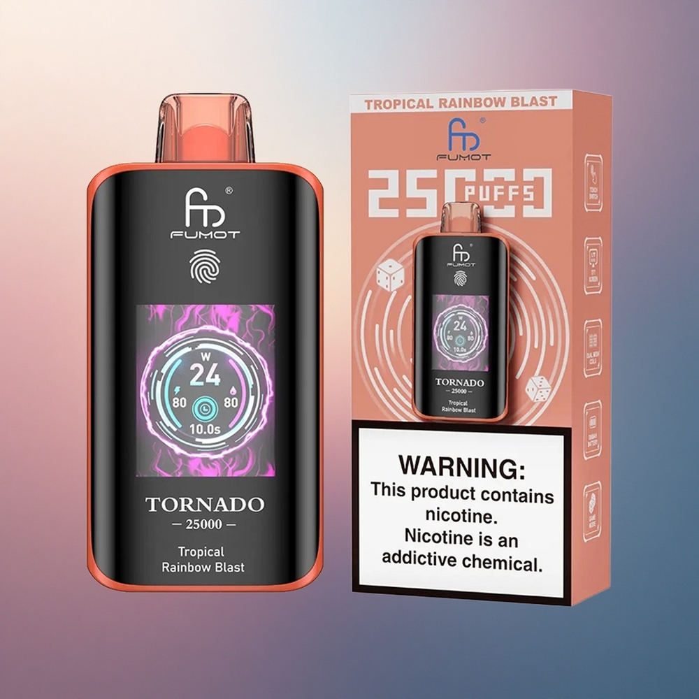 Fumot Tornado 25000 Puffs Éclat Tropical Arc-en-Ciel avec Écran HD et 700mAh