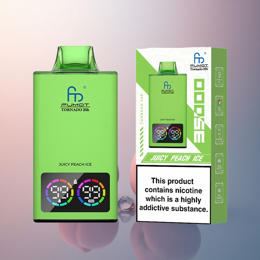 Fumot Tornado 35000 Puffs Pêche Juteuse Glacée avec Double Mesh et 700mAh