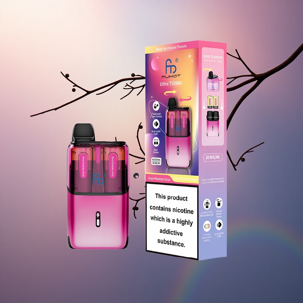 Fumot Ultra T32000 Puffs Fraises Arc-en-Ciel Gouttes avec 20mg de nicotine et 800mAh