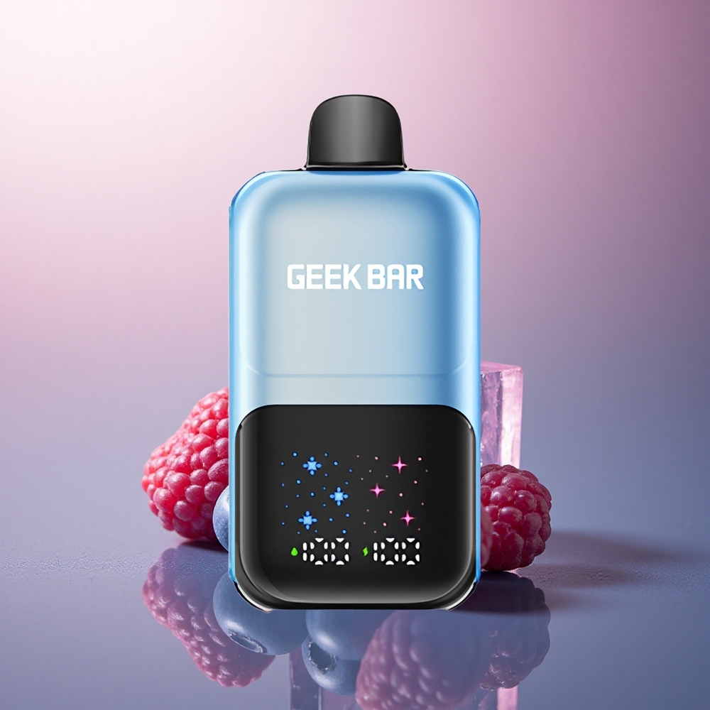 GEEK BAR 2GO 20ml 50000 Puffs Glace Myrtille Framboise avec Écran Interactif et Batterie Rechargeable