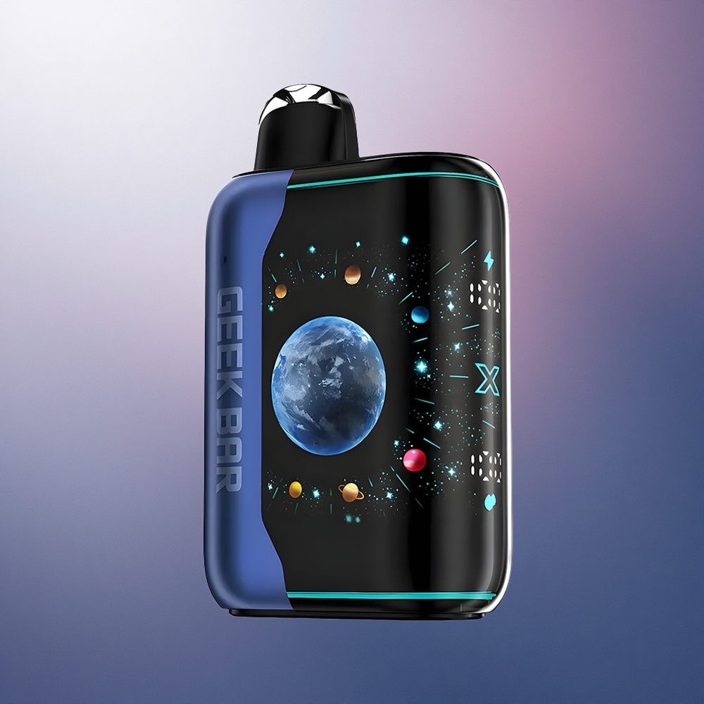 GEEK BAR Platinum Edition 25000 Puffs Glace Framboise Bleue avec 2% de nicotine et finition acier platine mat