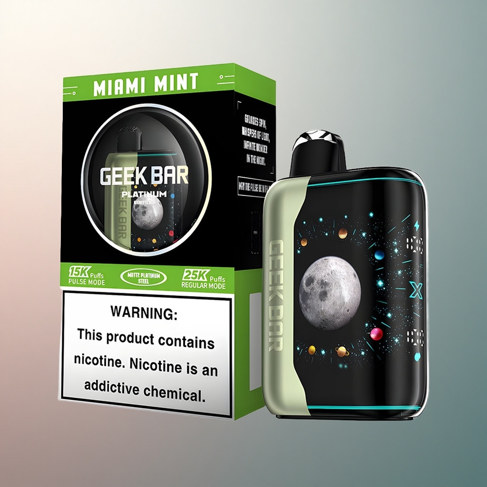 GEEK BAR Platinum Edition 25000 Puffs Menthe Miami Édition Platine avec 20mL d\'E-Liquide et 2% de Nicotine