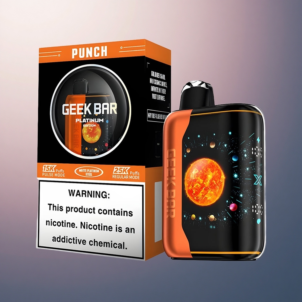 GEEK BAR Platinum Edition 25000 Puffs Punch Acier Plat Dynamique avec 20mL et 2% nicotine