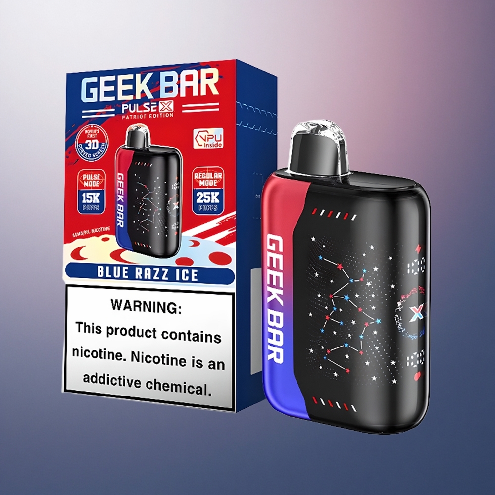 GEEK BAR Pulse X 25000 Puffs Édition Patriotique avec 18mL de E-Liquide et Écran Courbé 3D