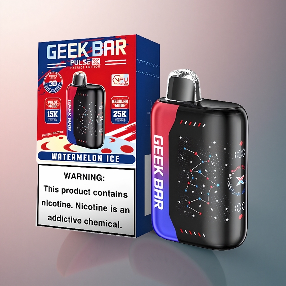 GEEK BAR Pulse X 25000 Puffs Édition Patriotique avec 18mL de E-Liquide et Écran Courbé 3D