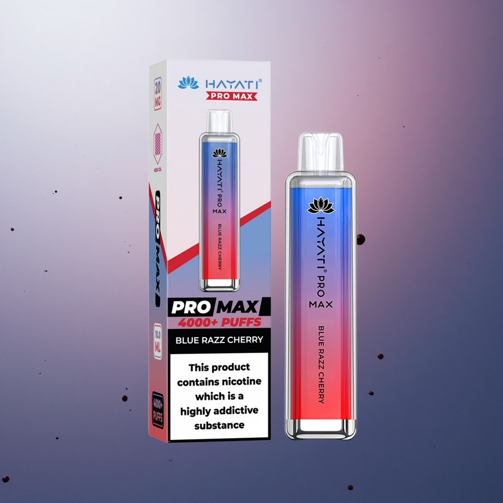 Hayati Pro Max 4000 Puffs Cerise Bleue Razz Rechargeable 1400mAh Dual Mesh