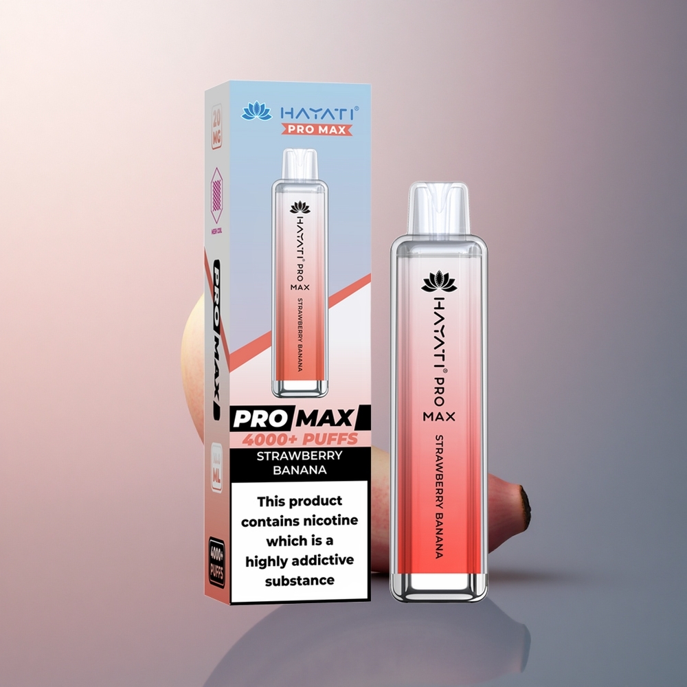 Hayati Pro Max 4000 Puffs Fraise Banane Double Bobine 1.1 Ohm 1400mAh
