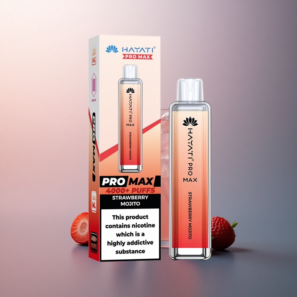 Hayati Pro Max 4000 Puffs Fraise Mojito Rechargeable 1400mAh TPD-Compliant
