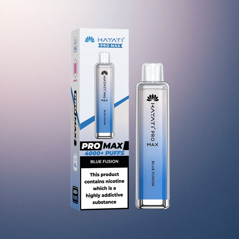 Hayati Pro Max 4000 Puffs Fusion Bleu Rechargeable 1400mAh Dual 1.1 Ohm