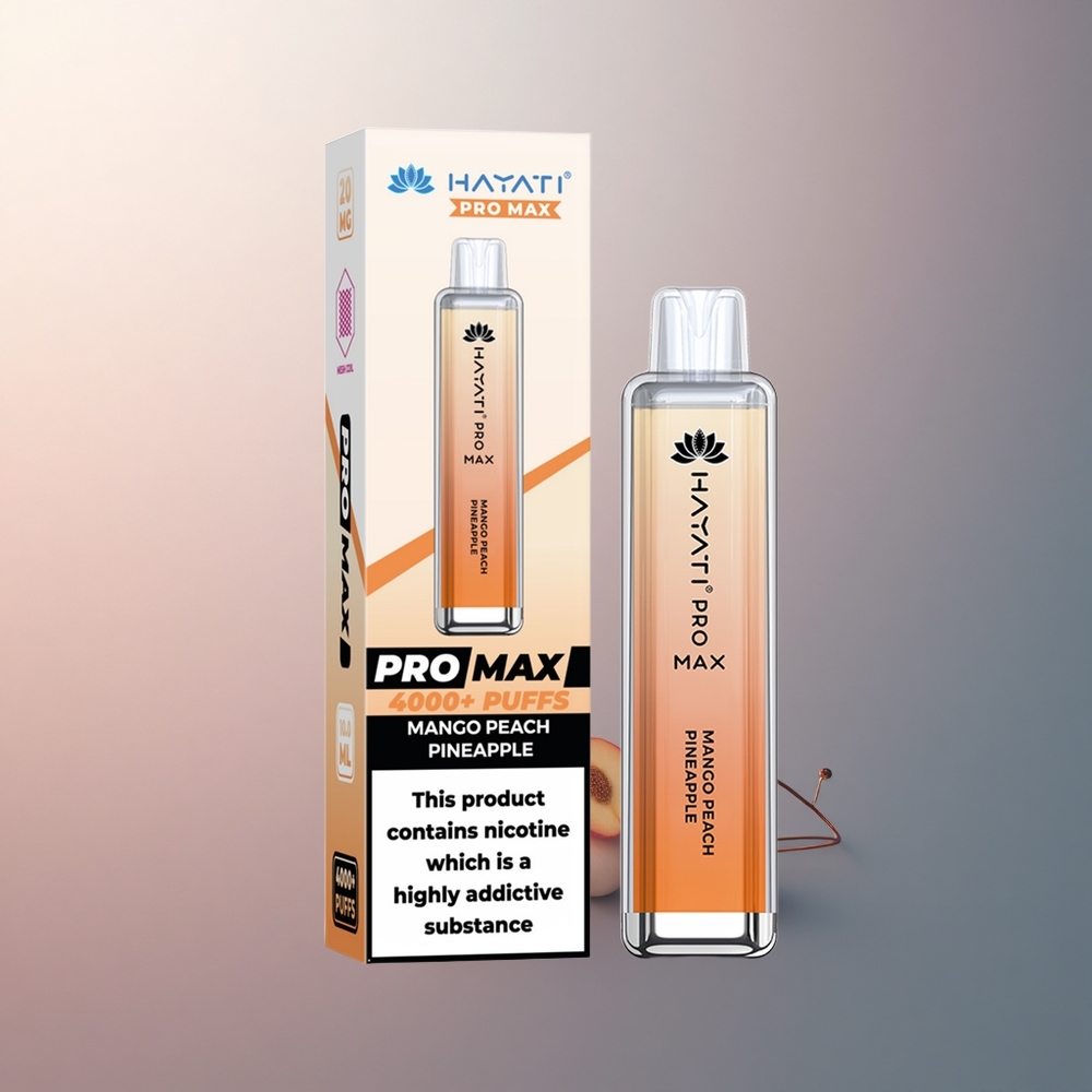 Hayati Pro Max 4000 Puffs Mangue Pêche Ananas avec 5% de nicotine et batterie 1400mAh